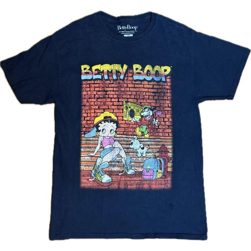 Betty Boop Shirt Women's S/M Black Fleischer Studios Brickwall Design tshirt - Picture 2 of 4